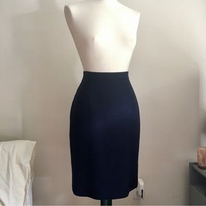 Vintage Wool Pencil Skirt (Navy Blue)